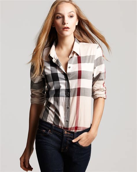 Burberry Brit Exploded Check Button Down Woven Shirt Women